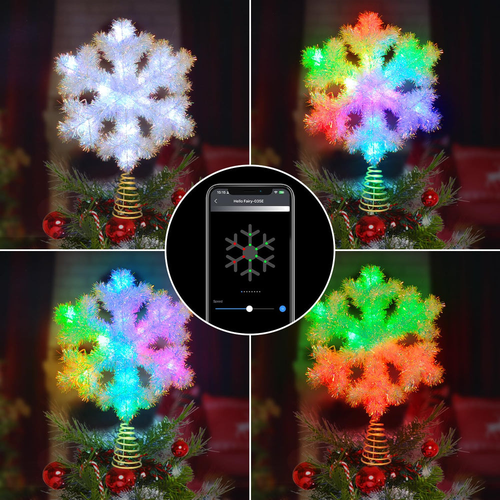 Aoycocr flocon installé sur un sapin, contrôle Bluetooth simplifié pour atmosphère personnalisée