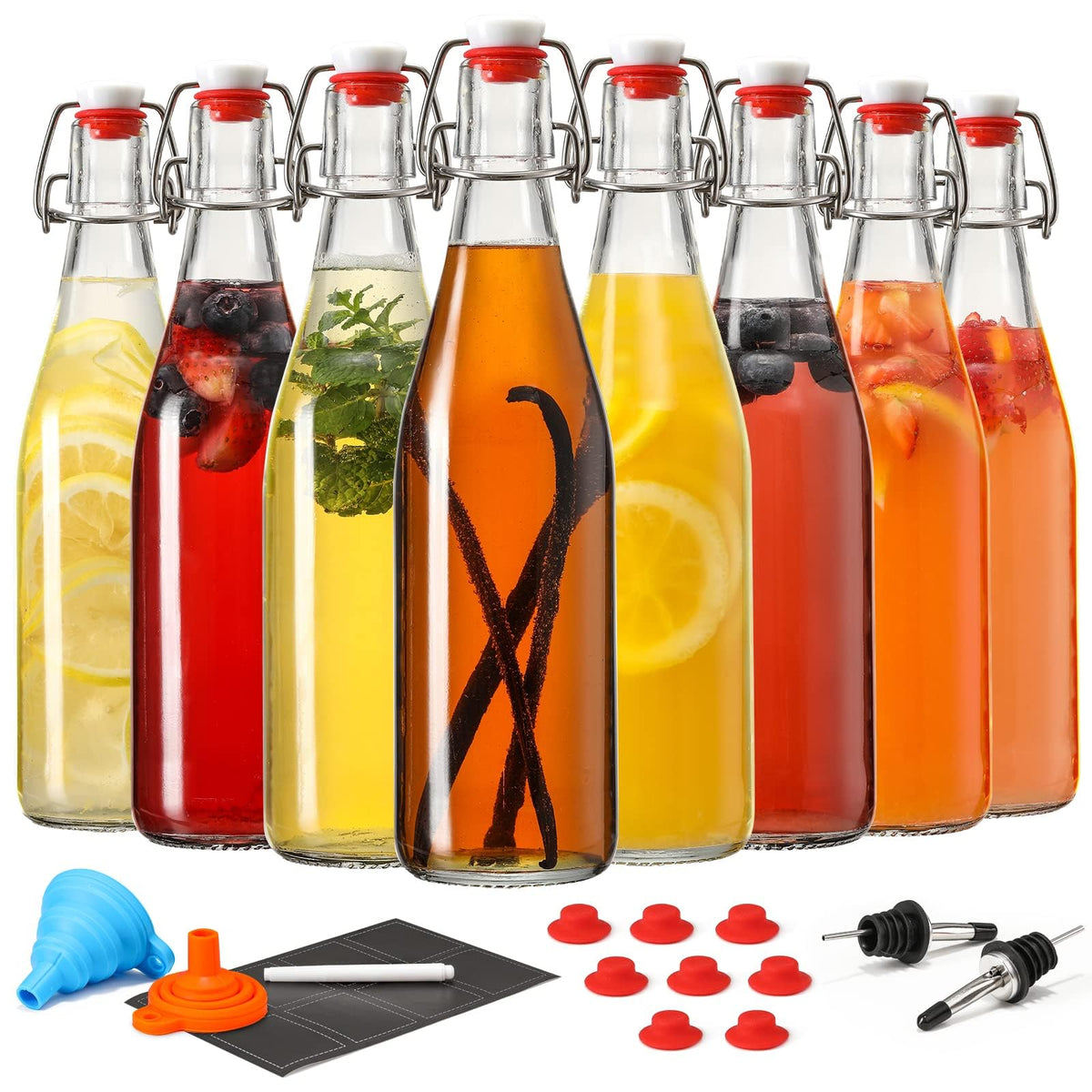 AOZITA bouteille 16oz vue de face montrant le verre épais et la fermeture hermétique