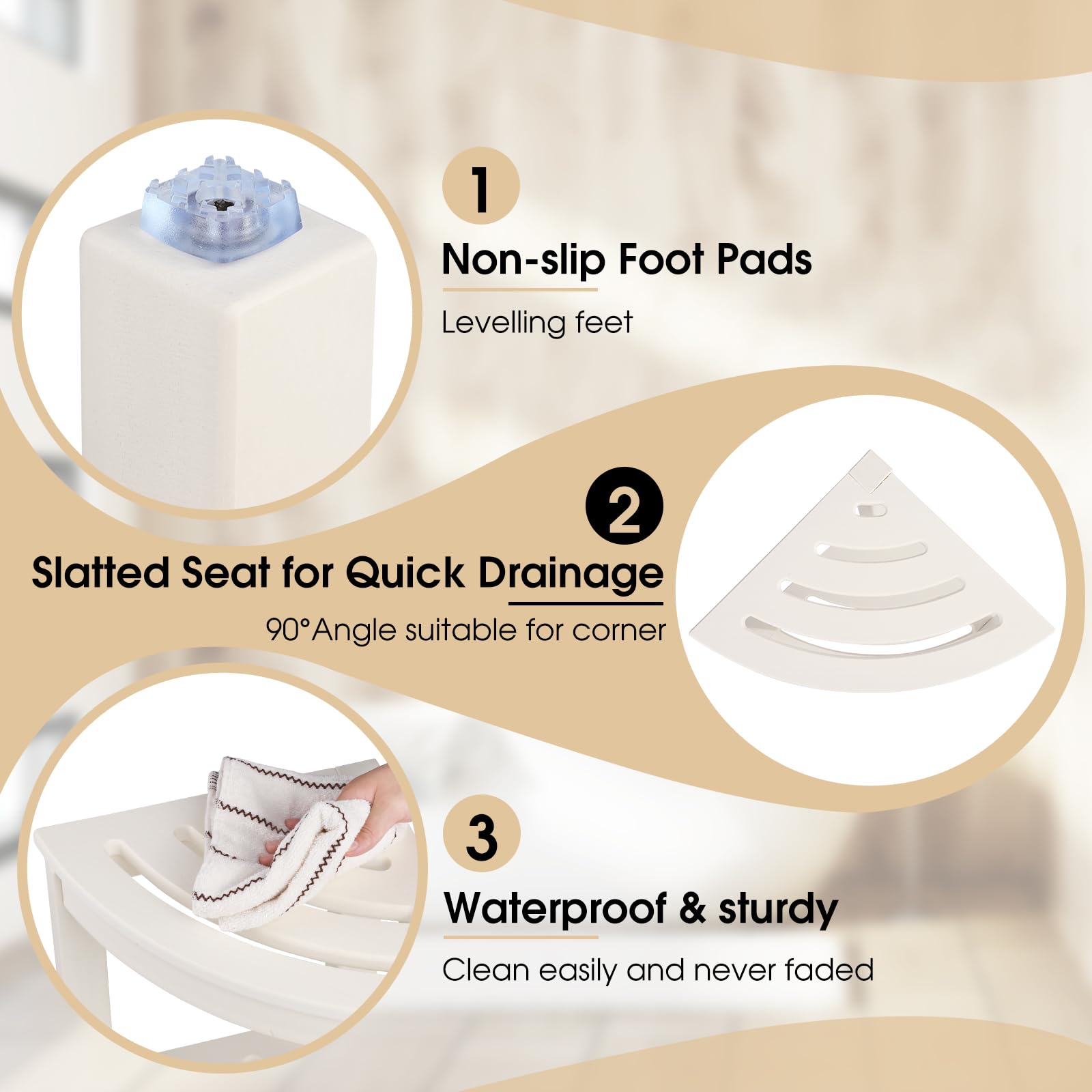 Apolimi tabouret utilisé dans douche, siège pratique et sécurisé