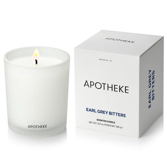 APOTHEKE bougie Earl Grey Bitters face, design élégant et parfum durable