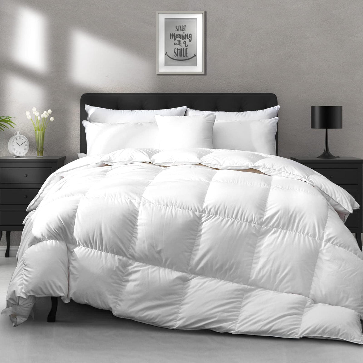 APSMILE couette king face avant présentant style hôtelier et confort moelleux
