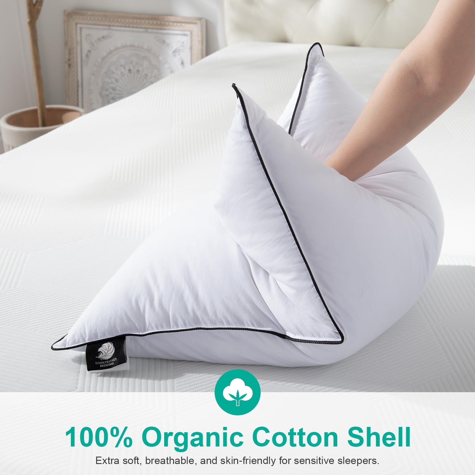 APSMILE oreiller posé sur lit luxueux illustrant confort hôtelier