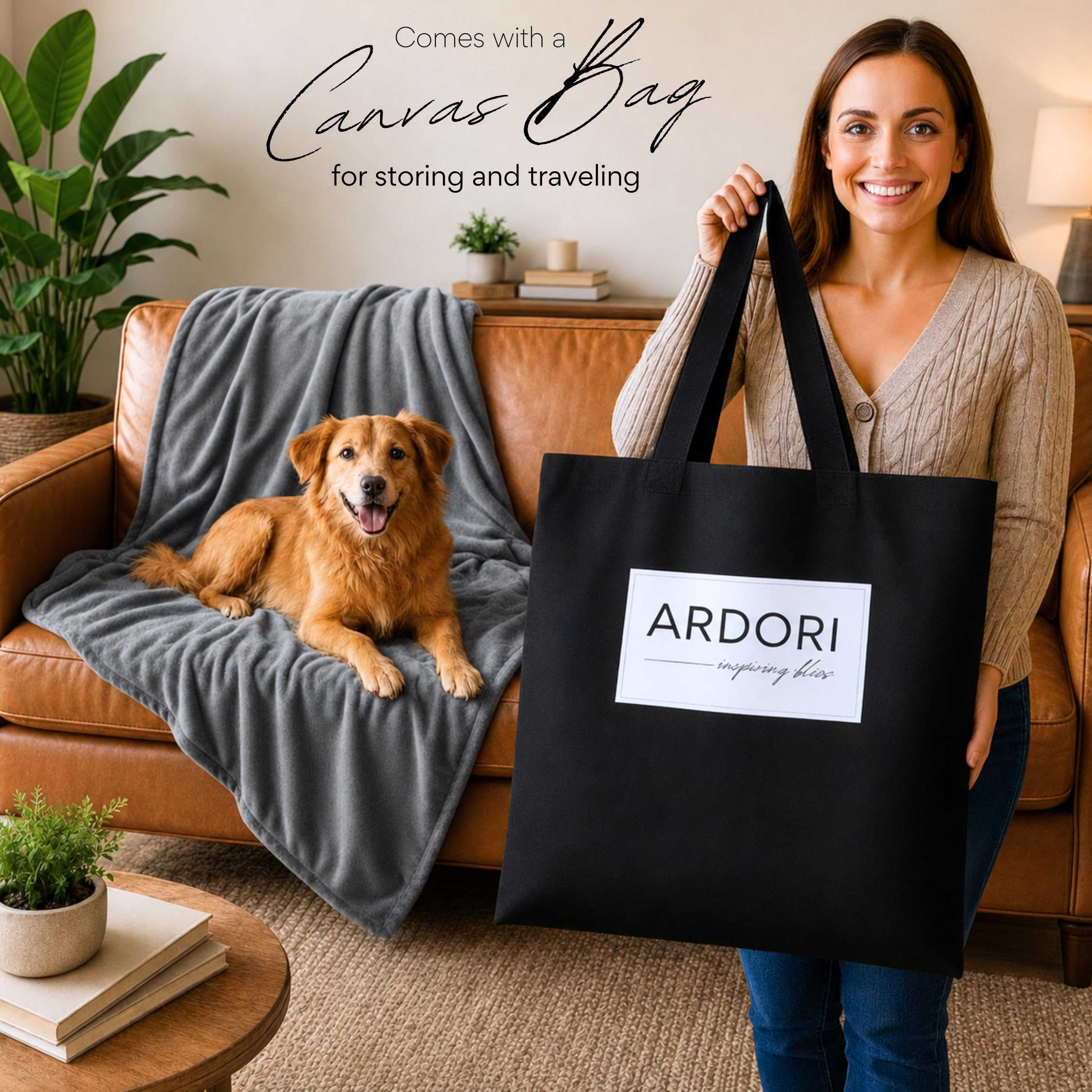 ARDORI comparaison taille 82x82 démontrant couverture couvrante et ample