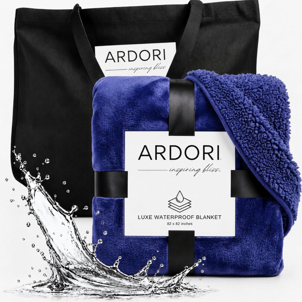 ARDORI couverture imperméable face avant indigo protège matelas et décor
