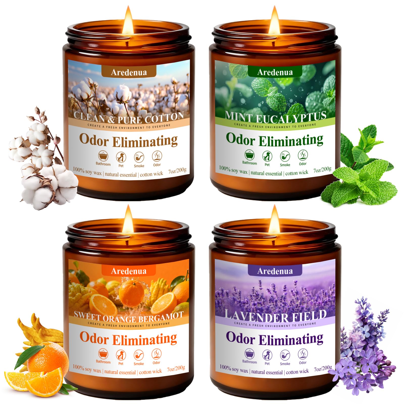 Aredenua coffret 4 bougies en boîte cadeau, présentation élégante et pratique