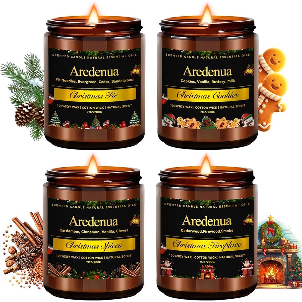 Aredenua coffret face montrant quatre bougies et emballage élégant