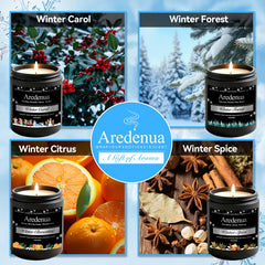 Aredenua étiquette parfum détaillée indiquant les noms Winter Spice et Winter Clementine