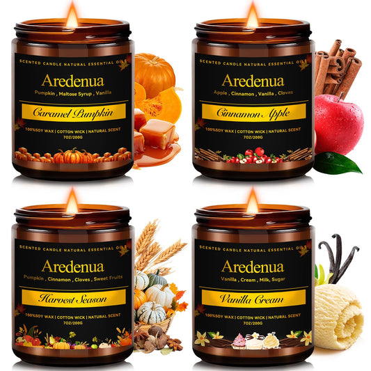 Aredenua coffret de quatre bougies d'automne, présentation élégante et chaleureuse