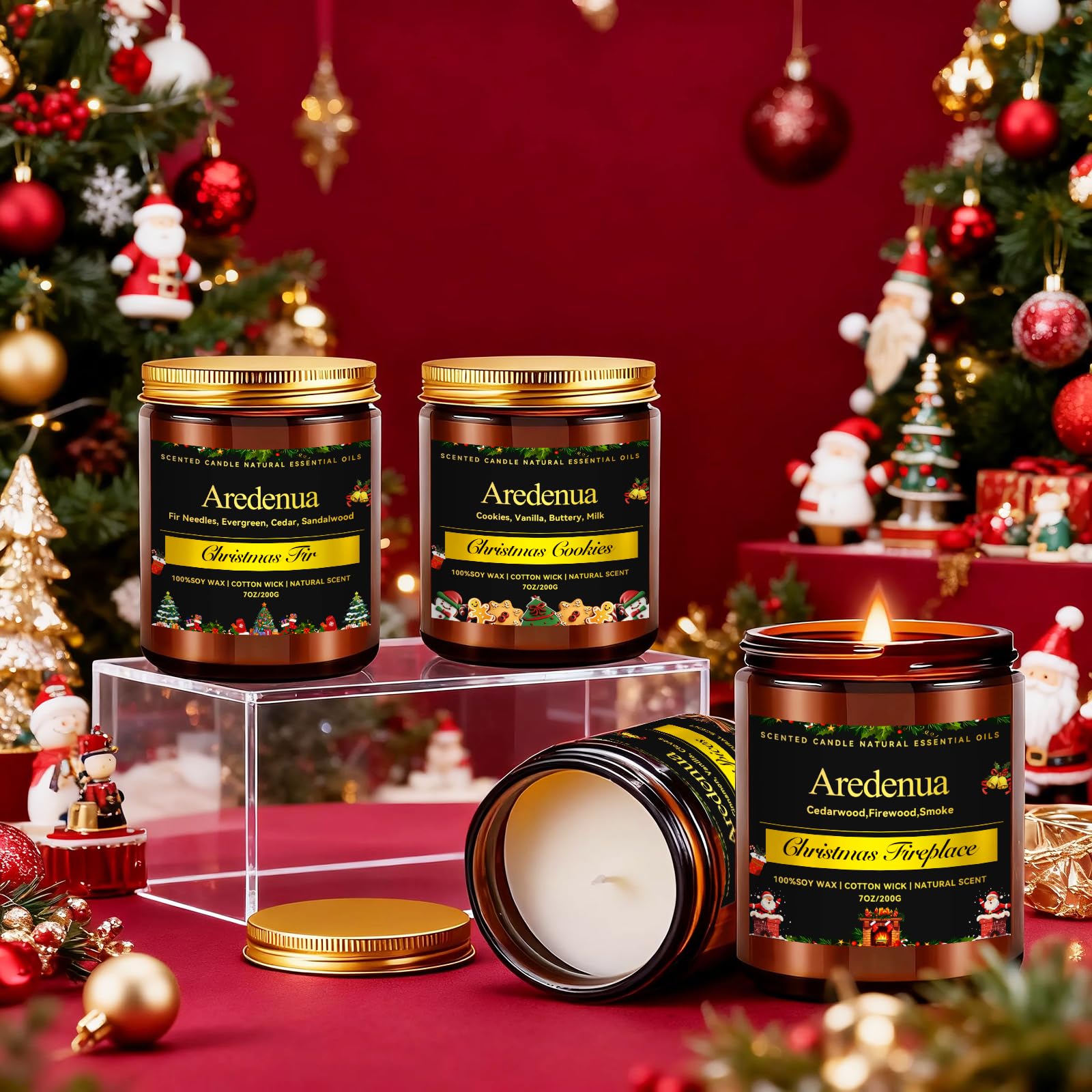 Aredenua mise en scène déco bougies intégrées au décor de Noël