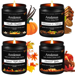 Aredenua packaging avant montrant le coffret et ses quatre bougies, déco chaleureuse