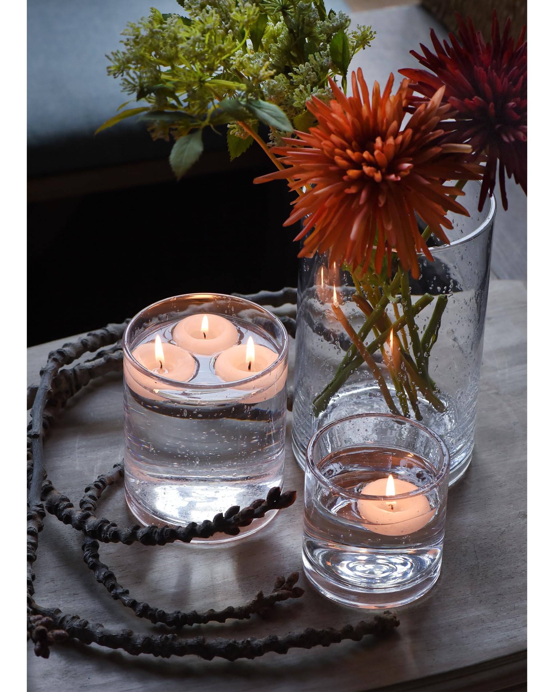 ARIAMOTION cylindre moyen utilisé comme vase avec petites fleurs décoratives
