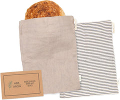 Ark & Aron sac à pain face avant montrant fermeture coulissante et motif, protège la croûte