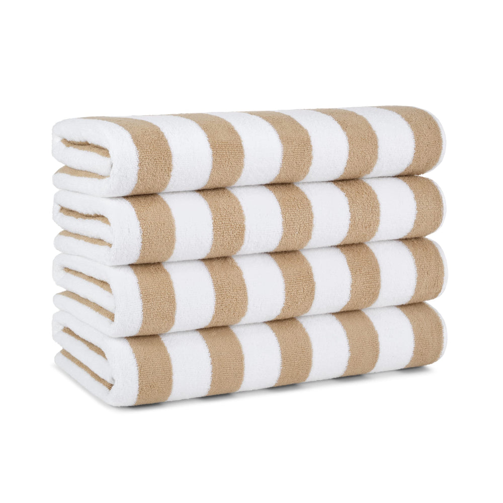 Arkwright LLC serviette face avant beige montrant motif rayé et finition pratique