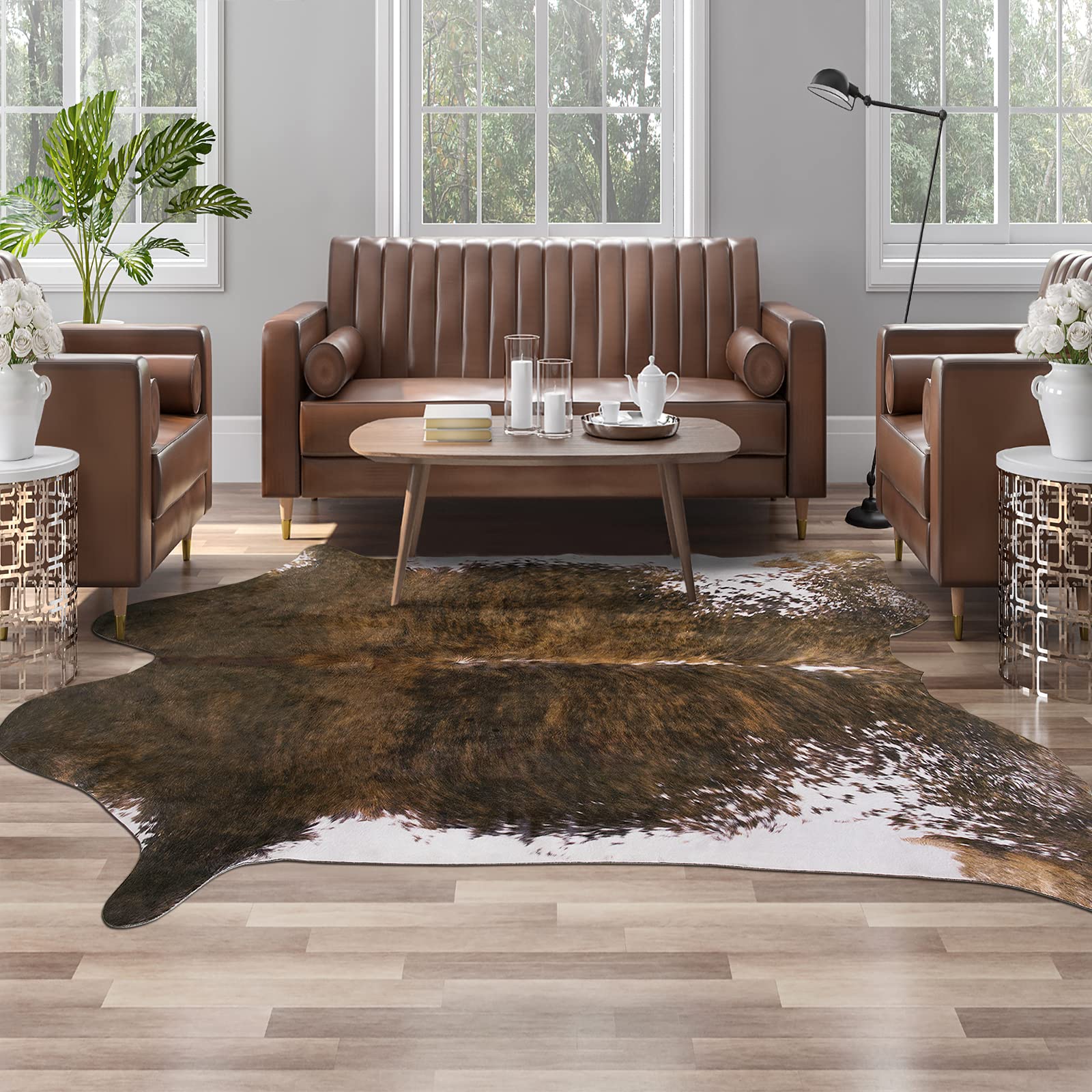 AROGAN tapis face avant Saddle Brown montrant motif chaleureux et décoration