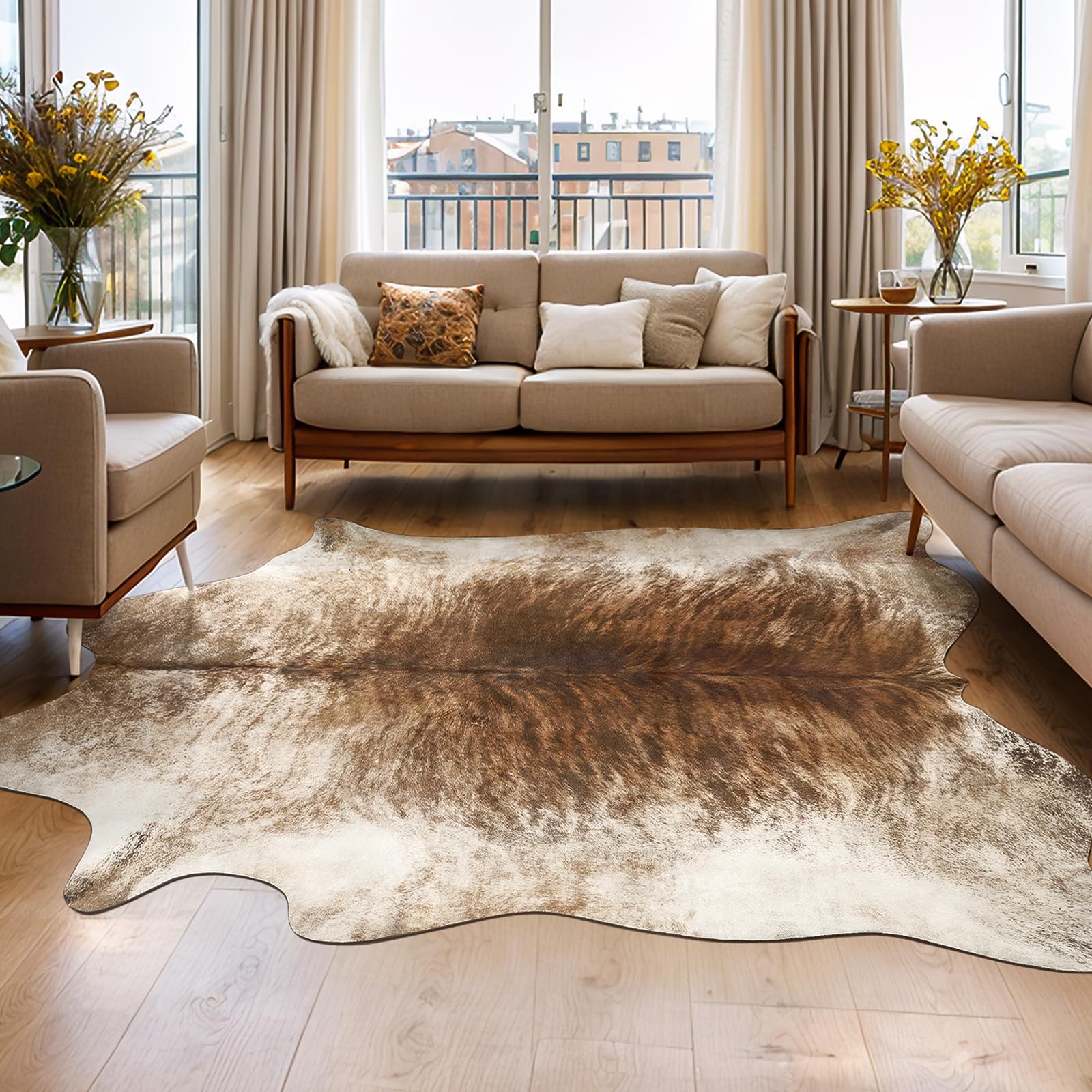 AROGAN tapis devant un sofa apportant chaleur et style western
