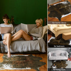AROGAN tapis en situation salon ajoutant charme western et harmonie bois