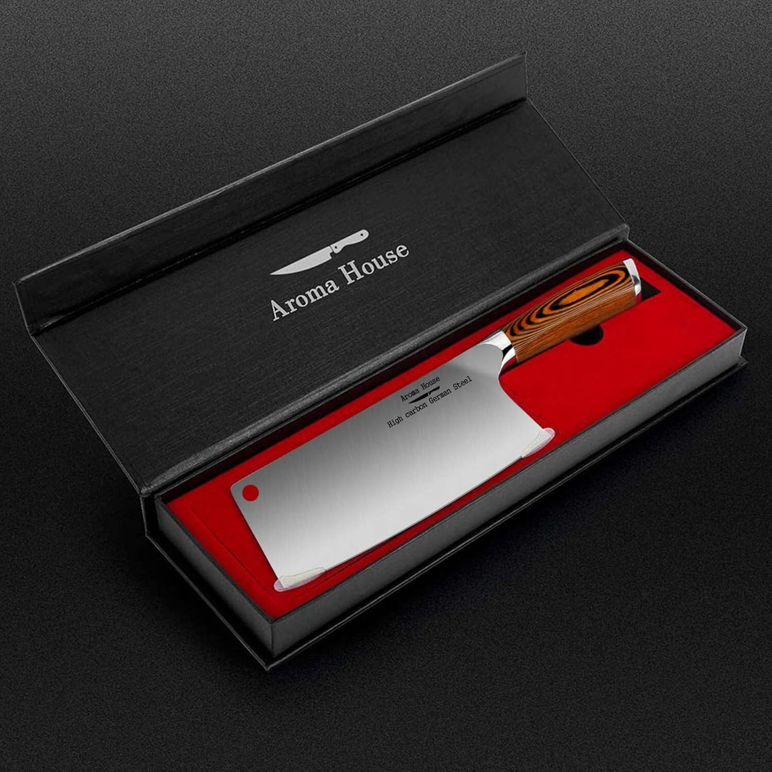Aroma House cleaver présenté dans coffret cadeau élégant prêt à offrir