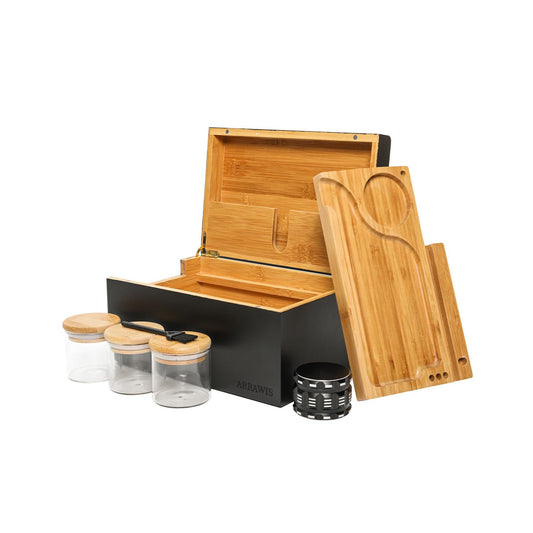 ARRAWIS boîte bambou vue face élégante et discrète pour rangement sécurisé