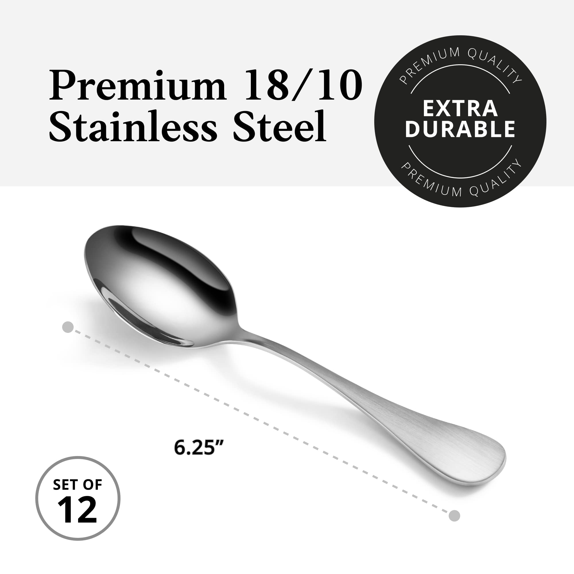 Artaste Rain cuillère à côté d'une règle illustrant la taille 6,25"
