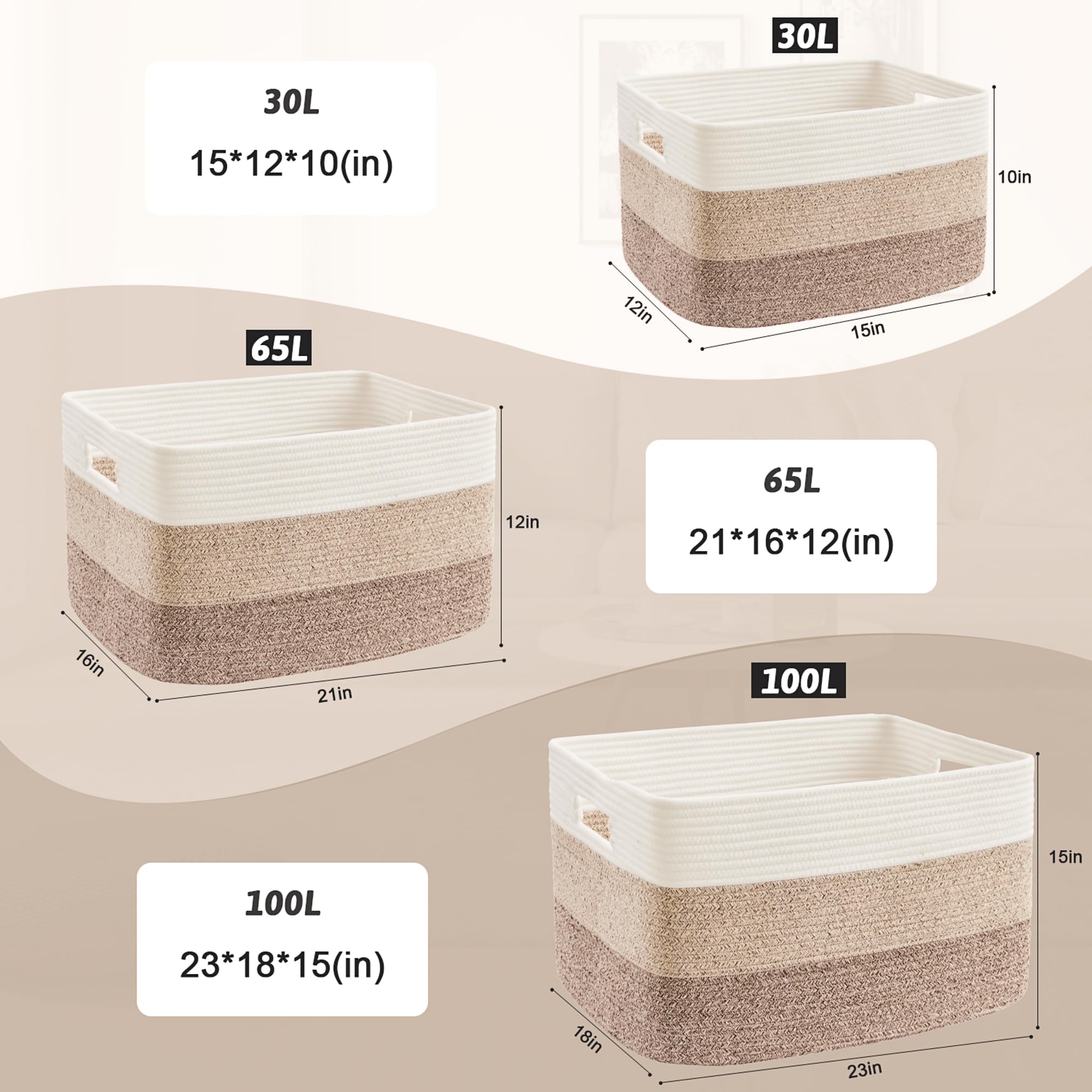 Artfeel panier à côté d'une échelle pour comparaison de taille utile