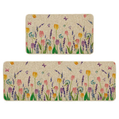 Artoid Mode vue frontale du lot de 2 tapis lavande tulipe, embellit la cuisine