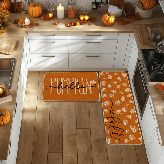 Artoid Mode gros plan motif Hello Pumpkin orange pour une touche décorative chaleureuse