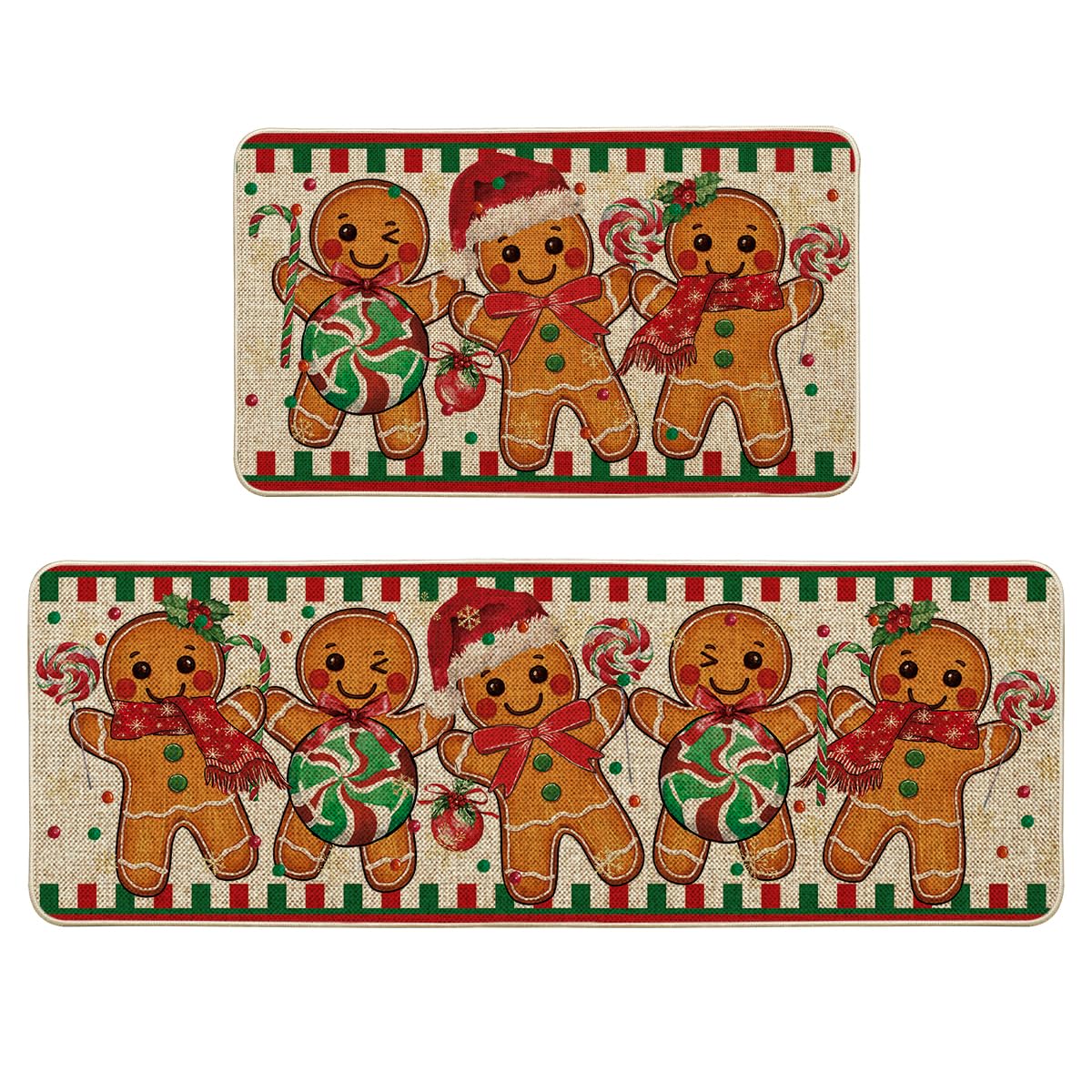 Artoid Mode vue avant du lot de tapis montrant motif biscuit festif et couleurs vives