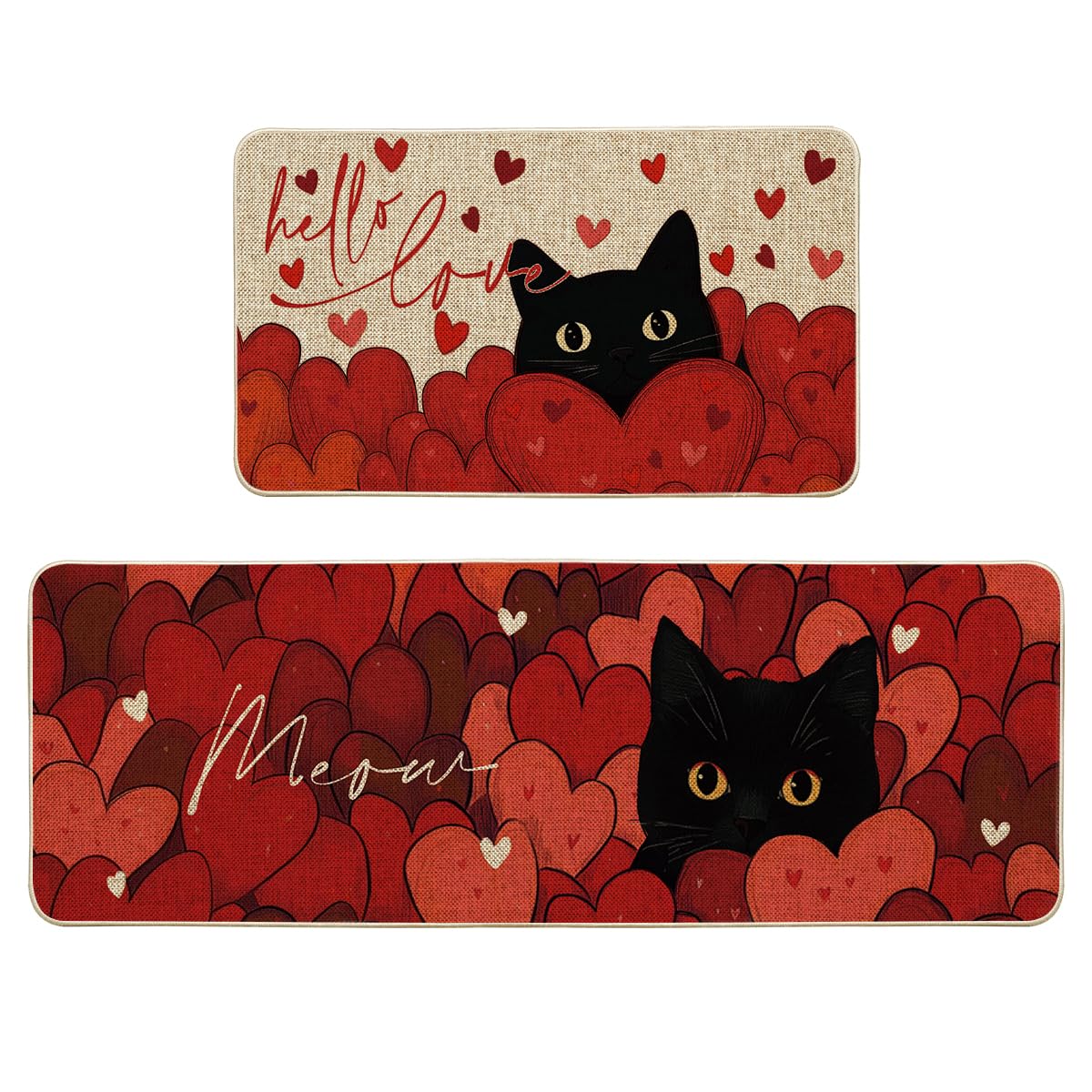 Artoid Mode tapis face avant avec motif chat et coeurs, apporte charme décoratif