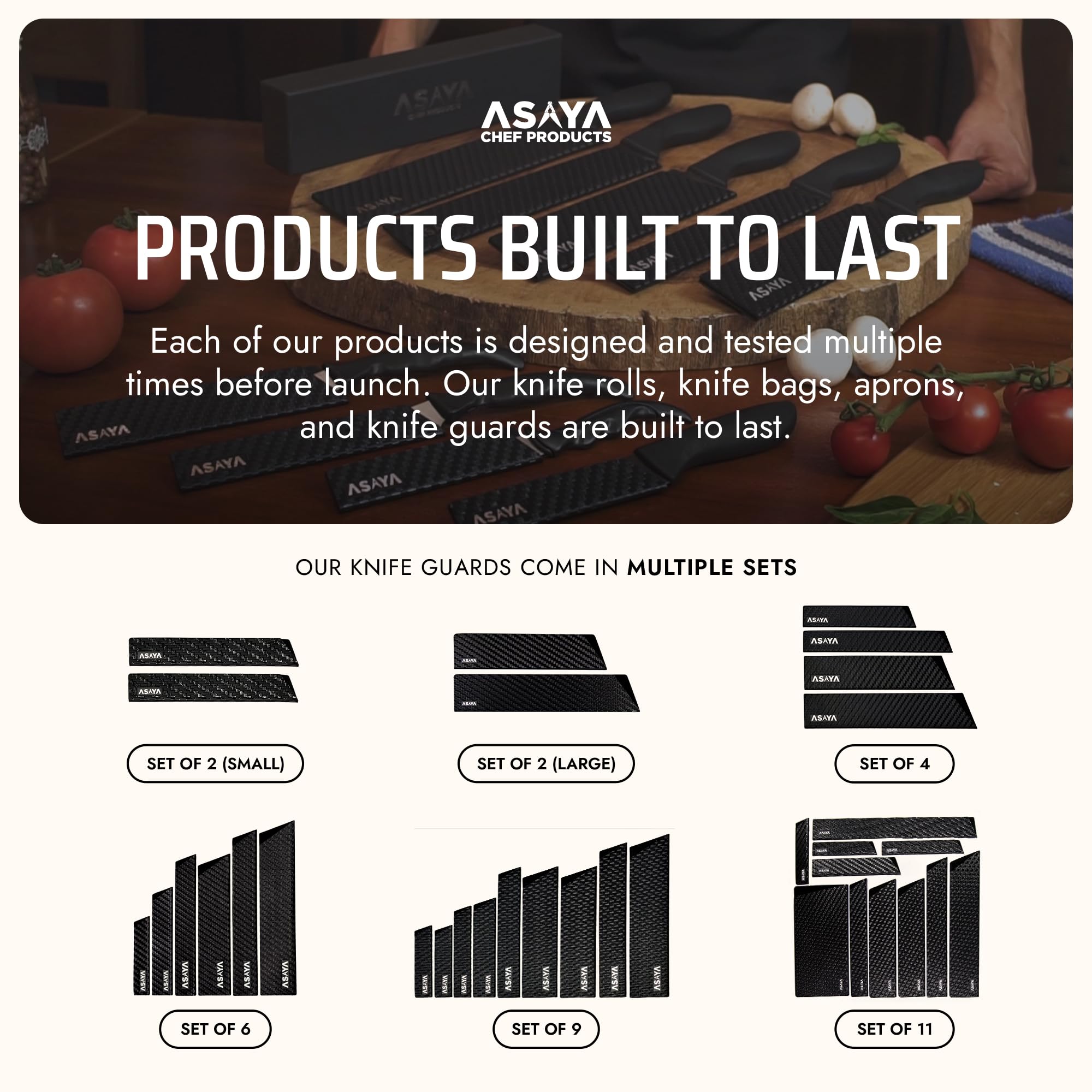 Asaya comparaison de taille avec règle pour vérifier compatibilité couteaux