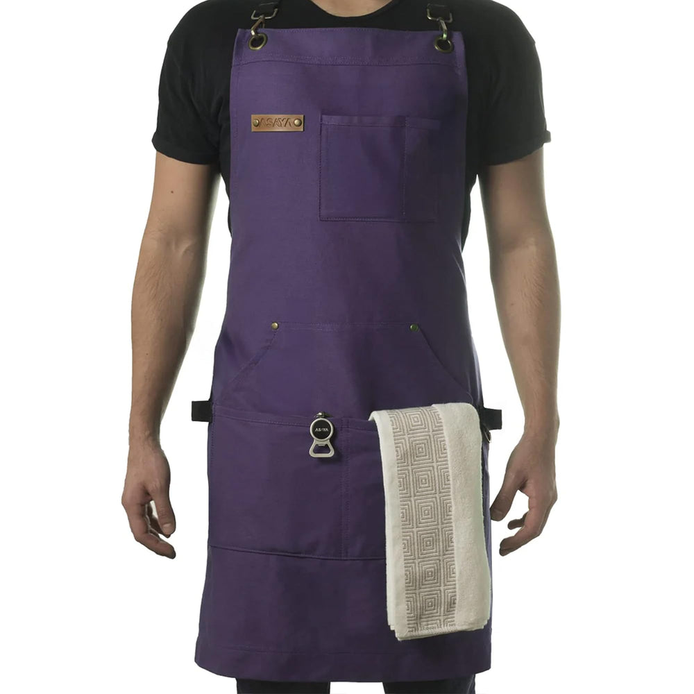 Asaya tablier violet face montrant protection et style
