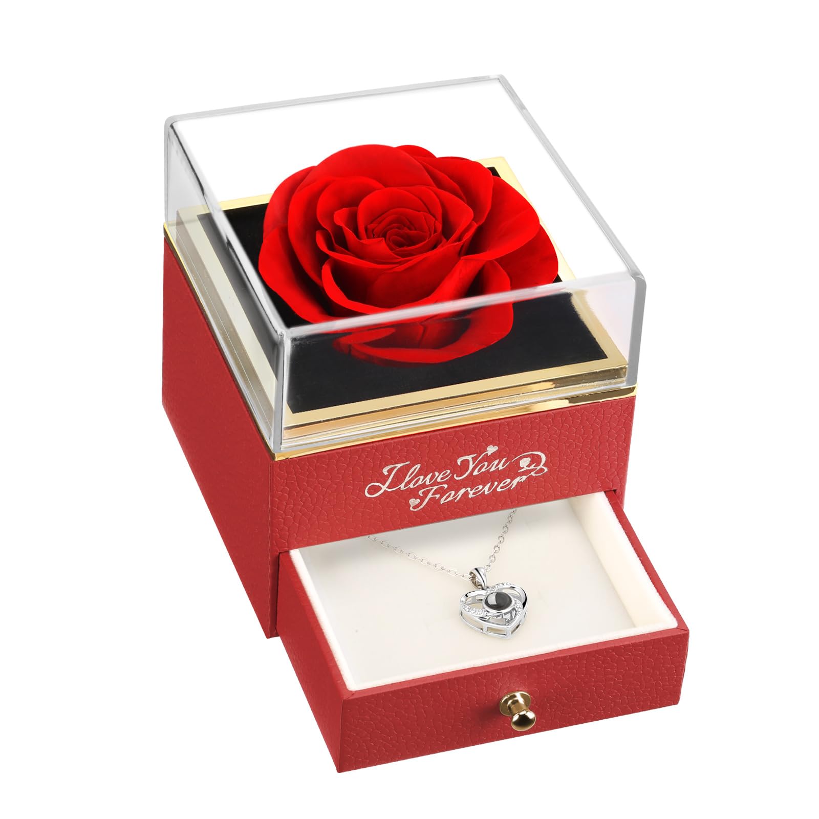 ASELFAD collier cœur caché dans le fond du coffret, message romantique