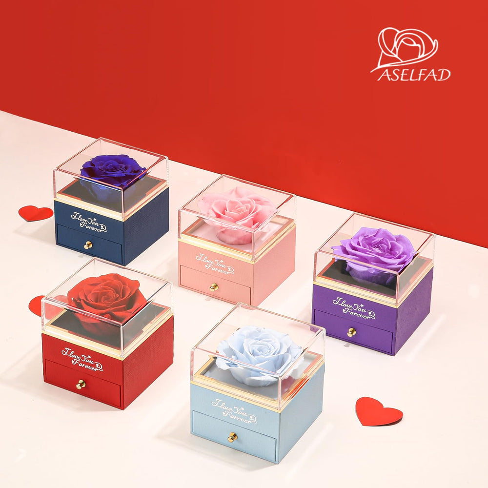ASELFAD comparaison d'échelle montrant la taille réelle de la rose dans le coffret