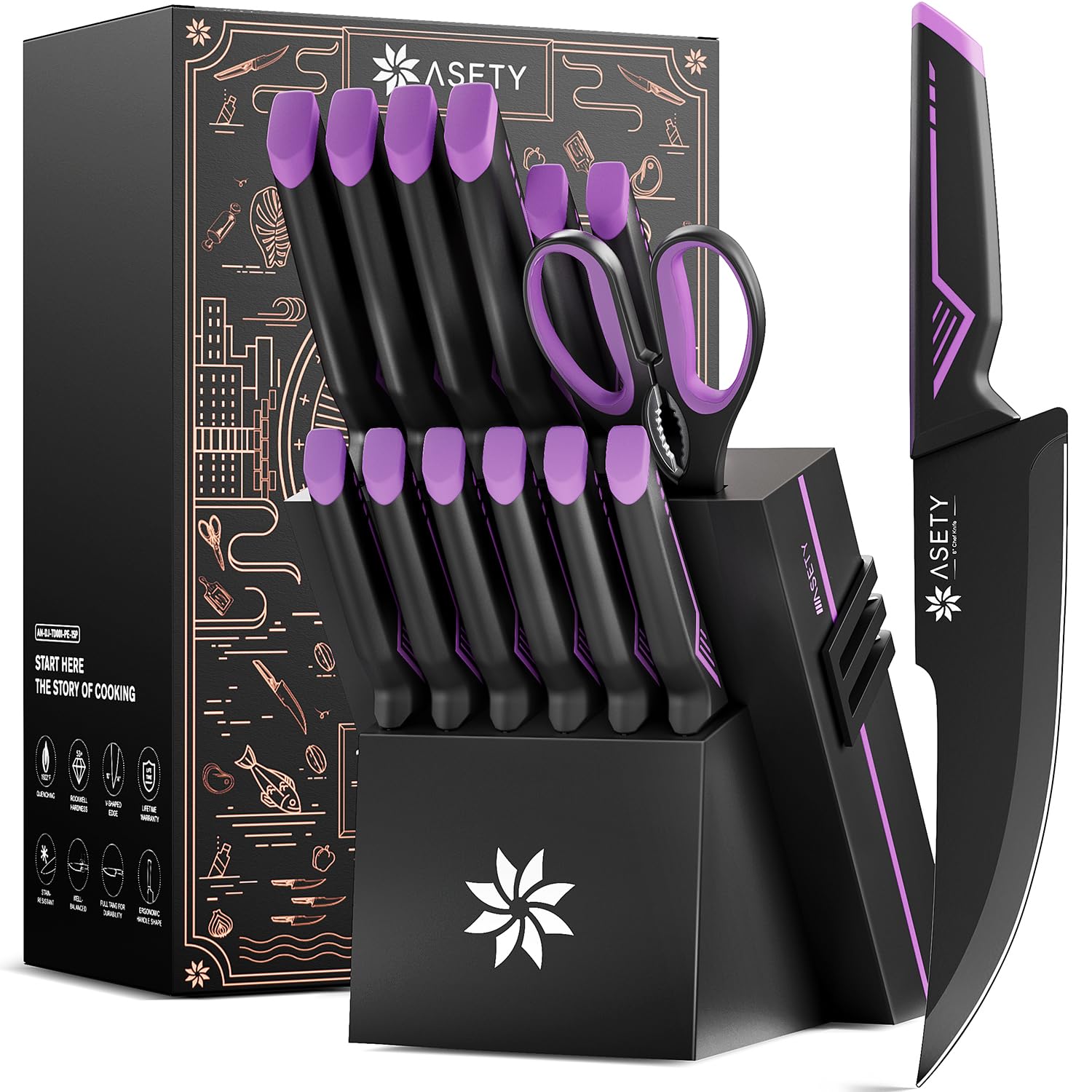 ASETY coffret face avant présentant l’ensemble et l’esthétique noir violet