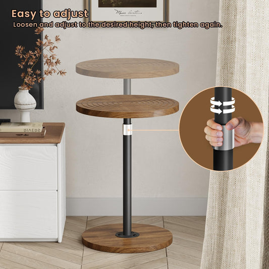 Asgolion profil montrant la table réglée en hauteur, adaptation au canapé rapide