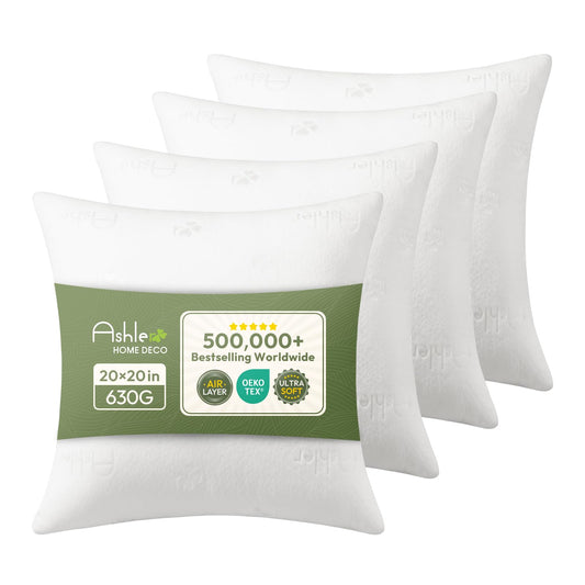 ashler home deco face avant pack de 4 montrant coussins pleins et uniformes