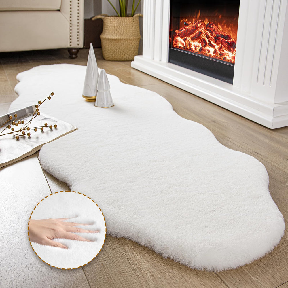 Ashler Home Deco vue face avant du tapis blanc, apporte confort visuel