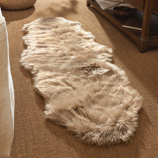 Ashler Home Deco tapis face avant beige montrant allure moelleuse
