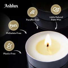 Ashlux chauffe-plat allumé dans photophore créant ambiance chaleureuse