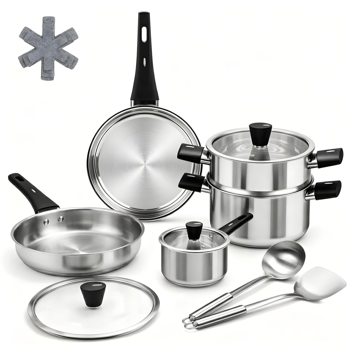 ASKSCICI ensemble 14 pièces face avant, rangement compact et complet