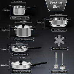 ASKSCICI poêle 24cm avec couvercle, cuisson uniforme et polyvalente