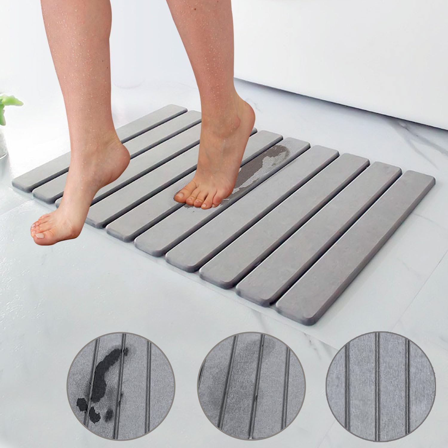Asou tapis en usage près baignoire assurant sécurité et sol sec