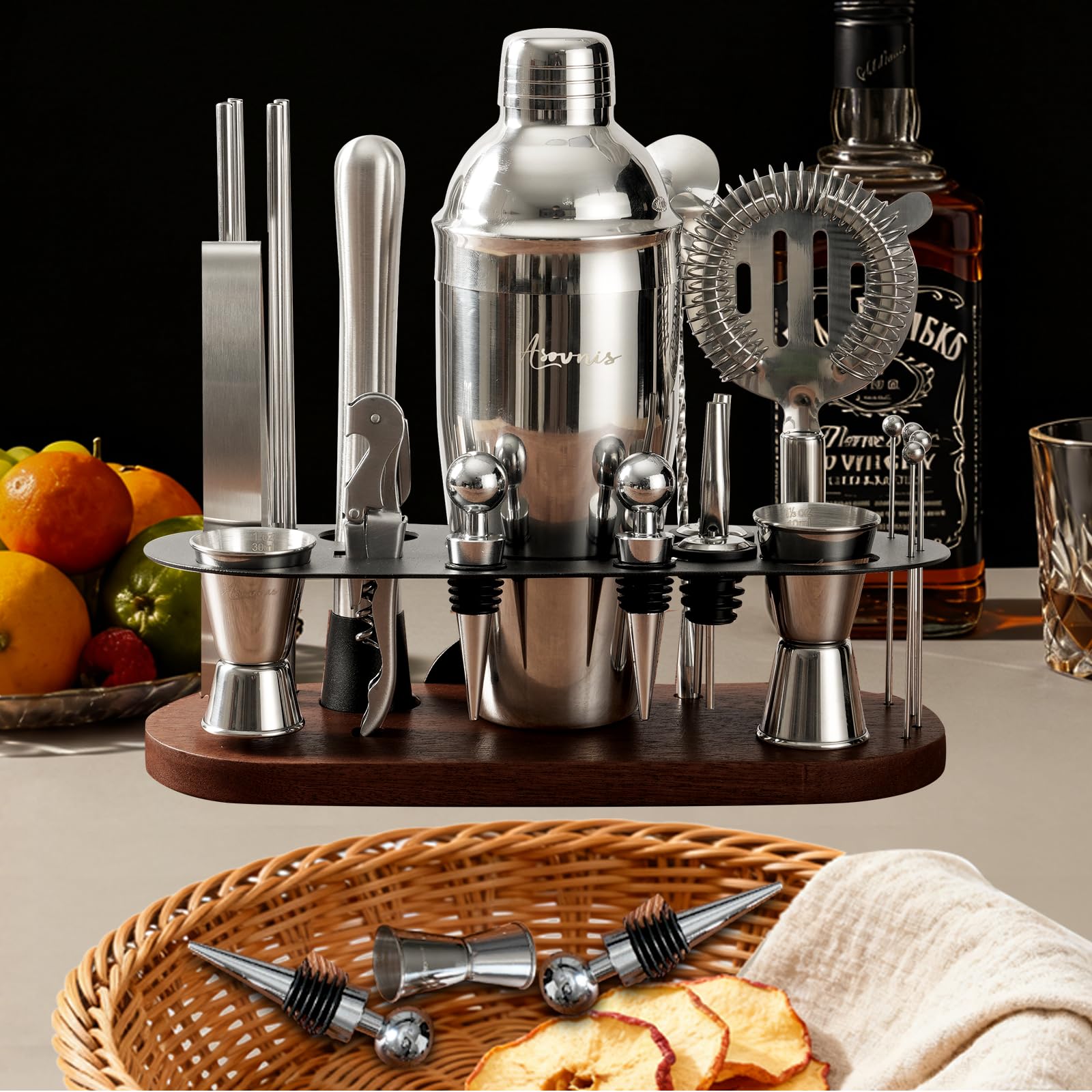 ASOVNIS guide de recettes inclus montrant inspiration pour cocktails
