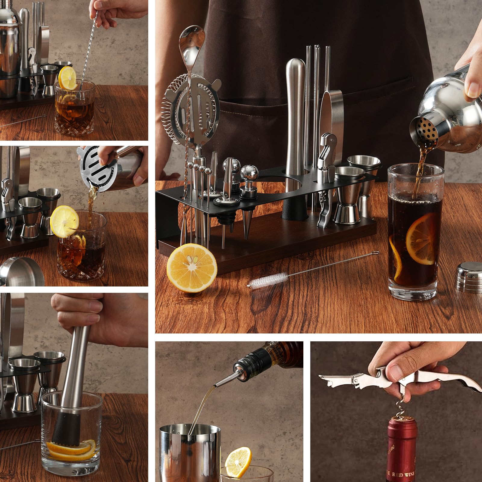 Asovnis préparer un cocktail en cuisine montrant usage domestique simple