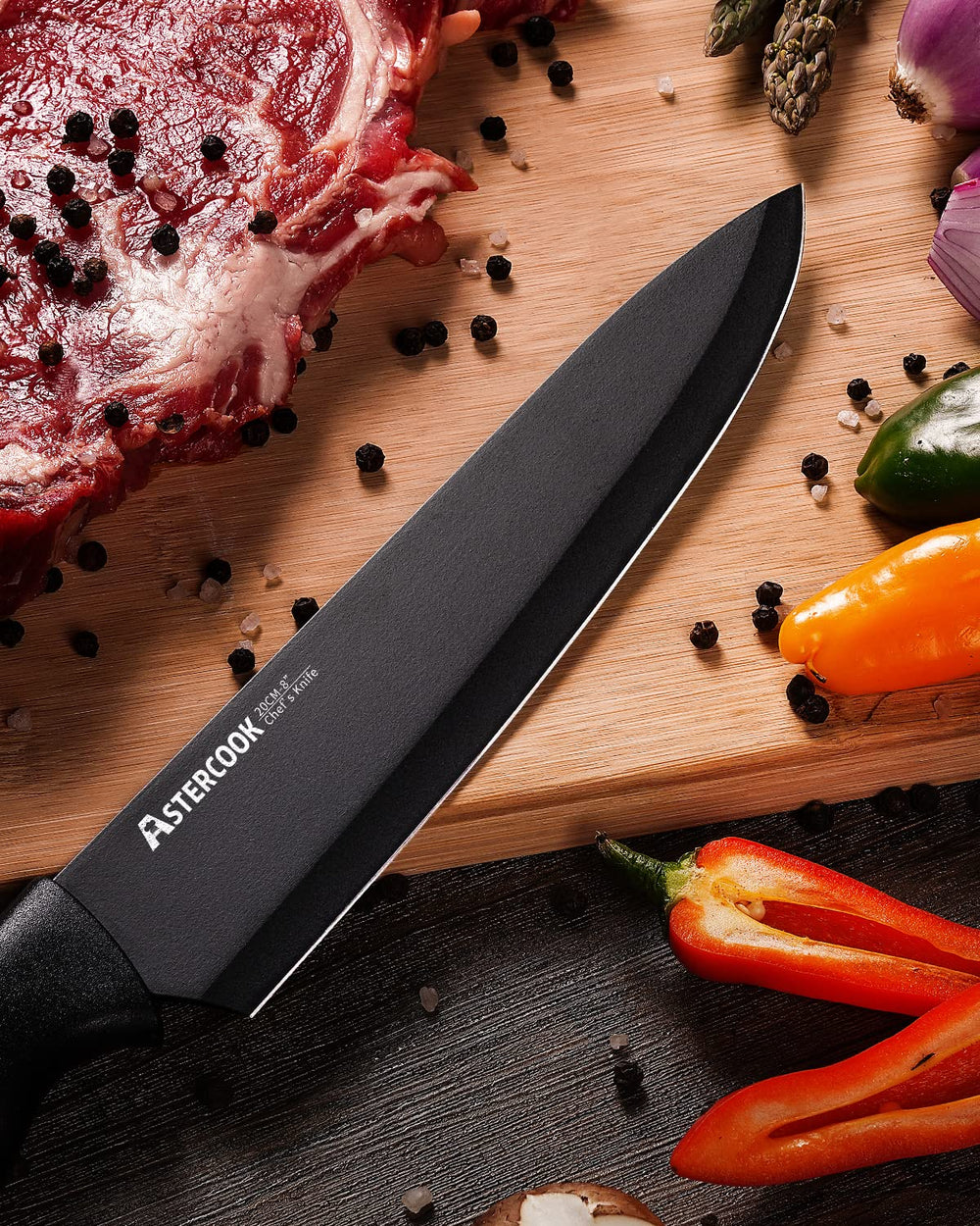 Astercook bloc avec aiguiseur intégré vu de profil pour affûtage facile