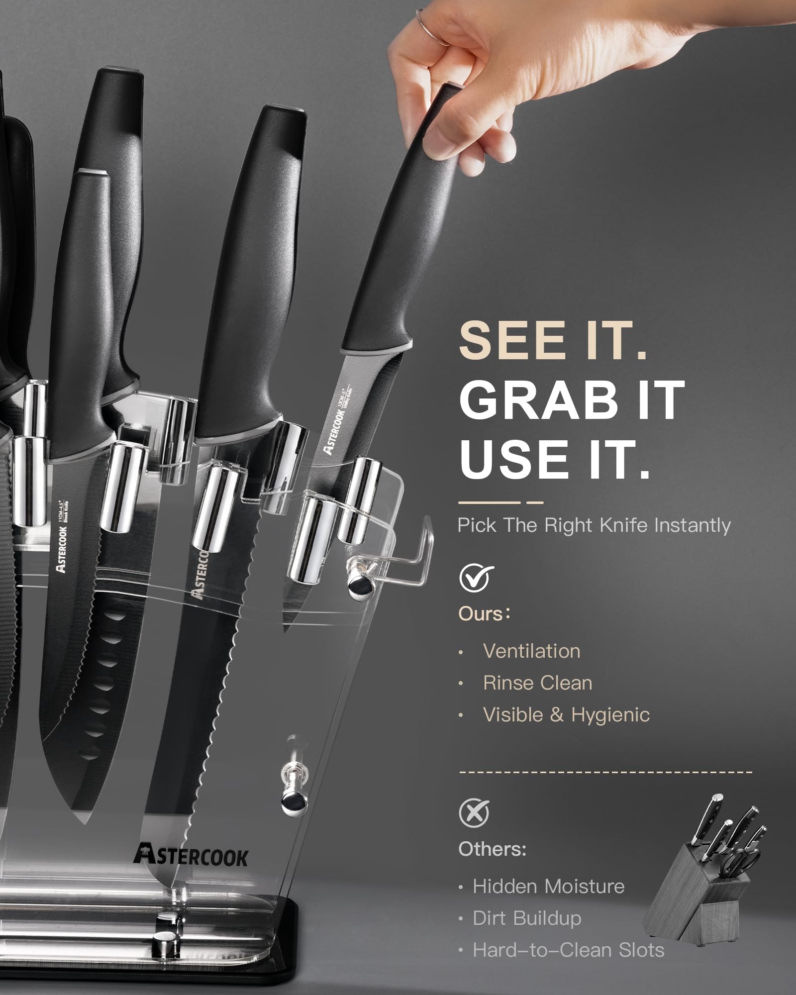 Astercook aiguiseur intégré prêt à restaurer le tranchant facilement