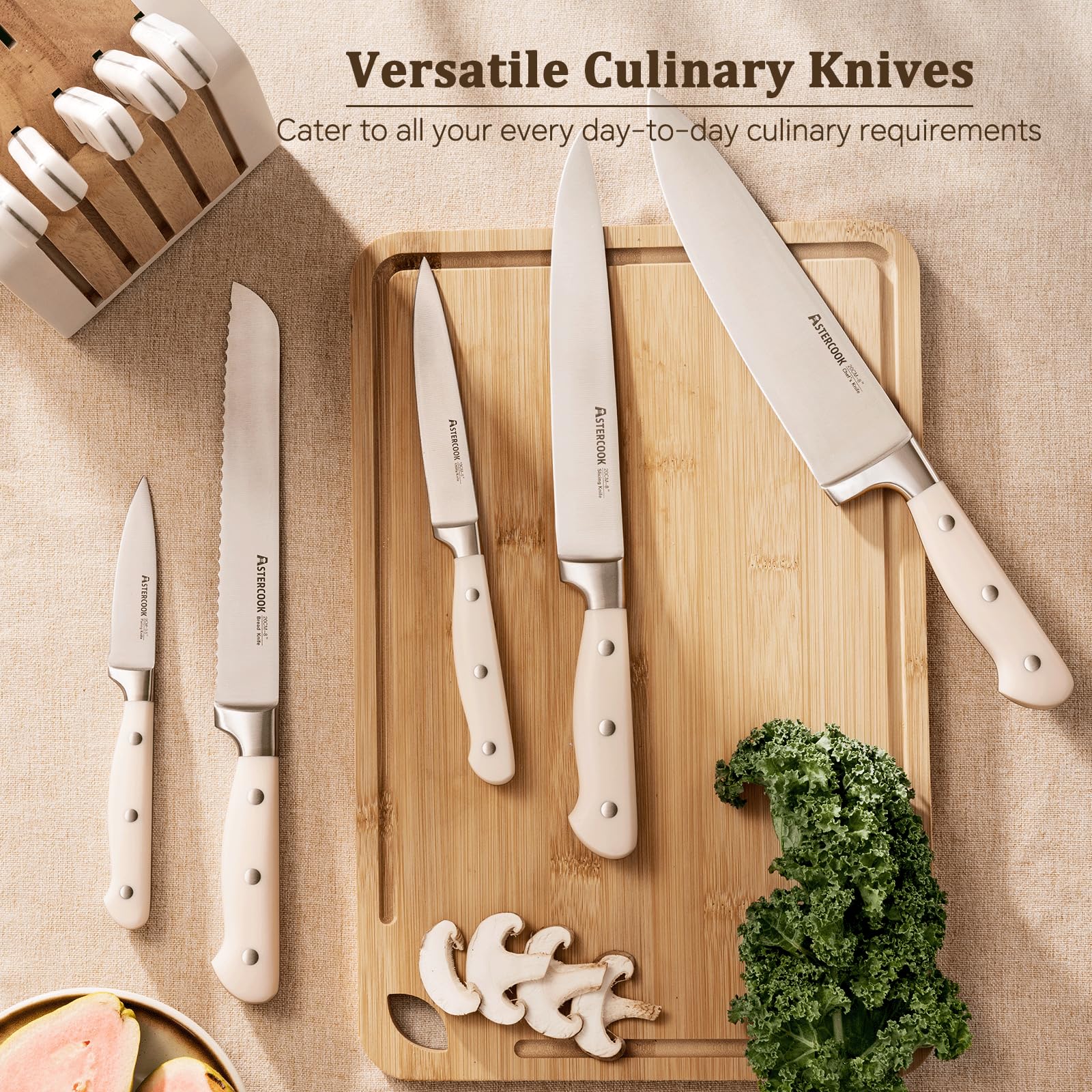 Astercook bloc en bois posé sur plan de travail apportant style cuisine