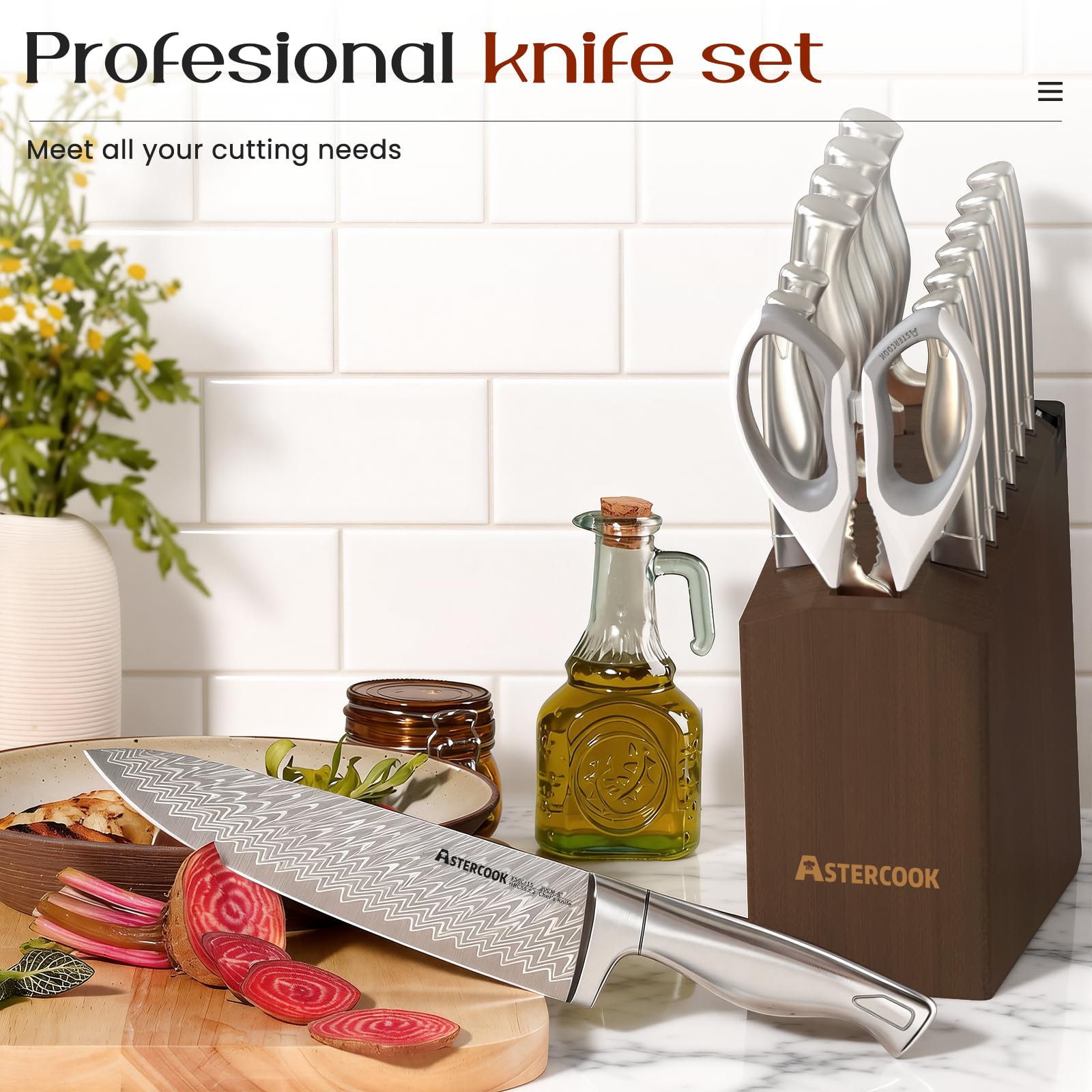 Astercook ciseaux de cuisine détail robustes, coupe précise pour préparations rapides