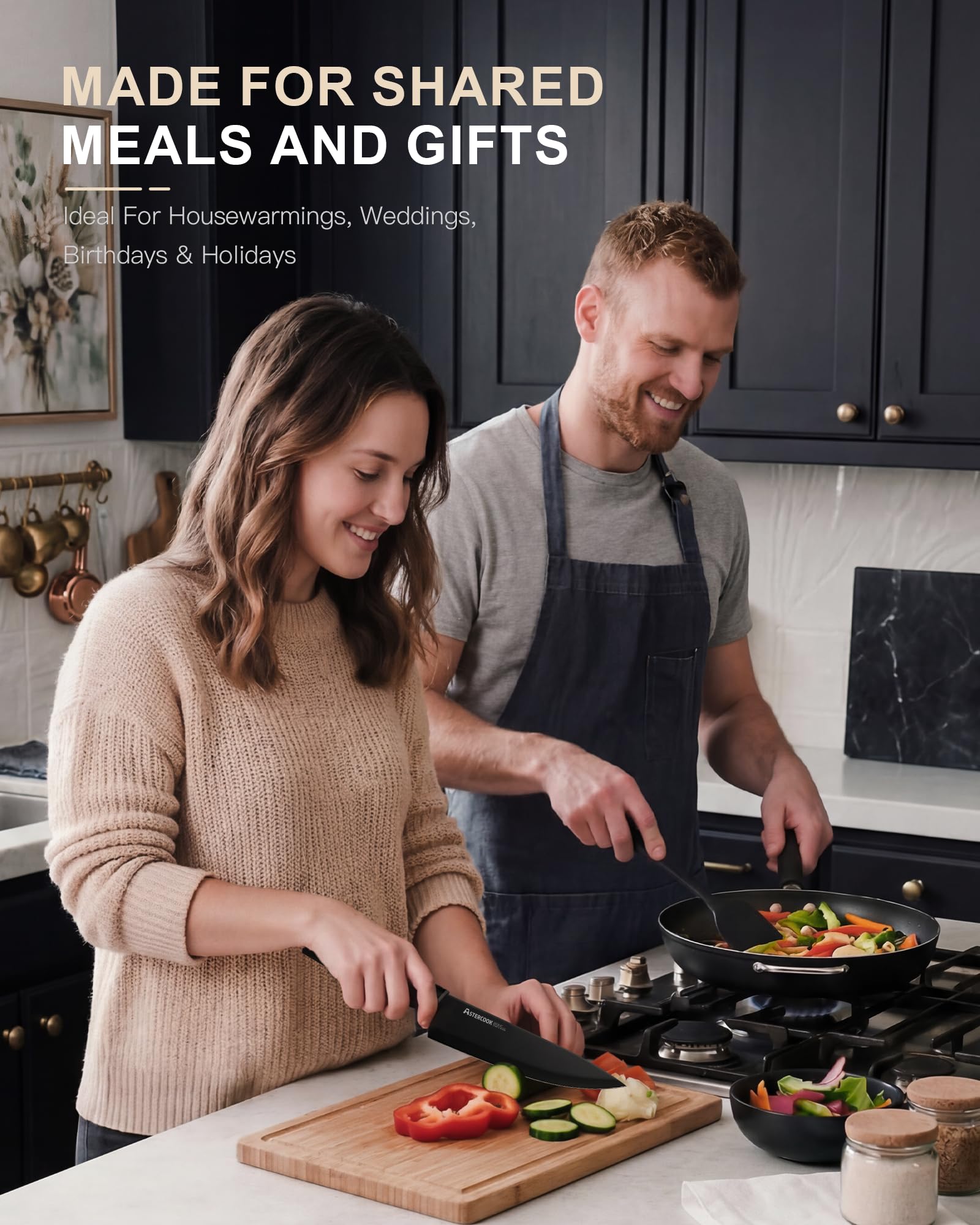 Astercook comparaison d'échelle montrant tailles des couteaux pratiques