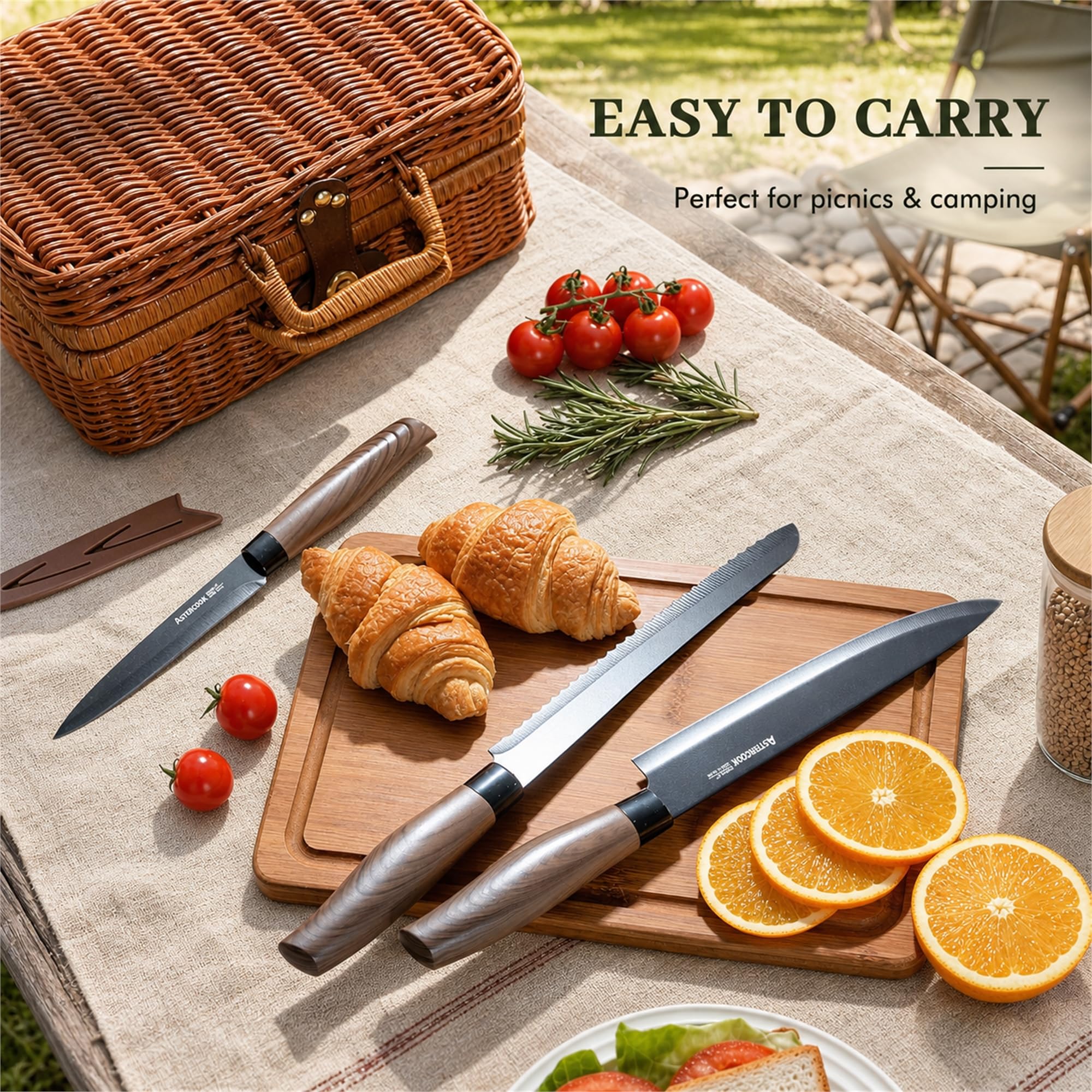 Astercook comparaison de taille des couteaux avec échelle pour repères