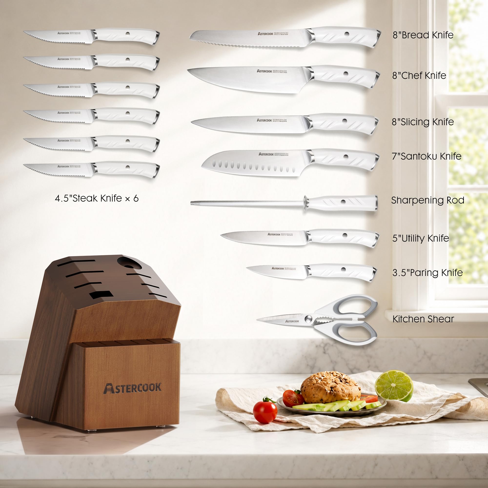 Astercook comparaison de taille des couteaux pour visualiser proportions utiles